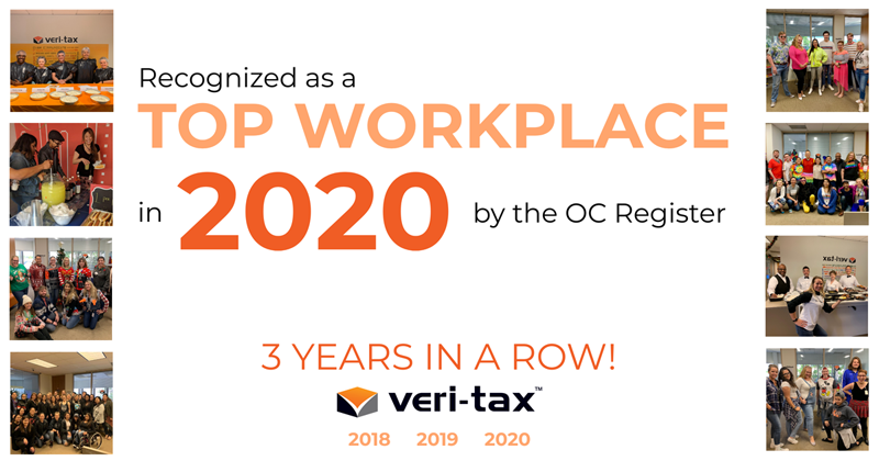 Veri-Tax Voted a Top Workplace by The Orange County Register!